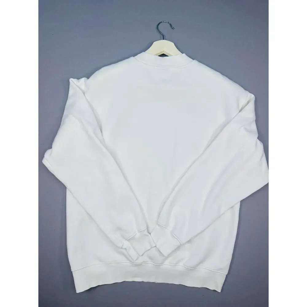 The North Face Solid Off White Crewneck Sweatshirt with Tonal Logo Size Medium
